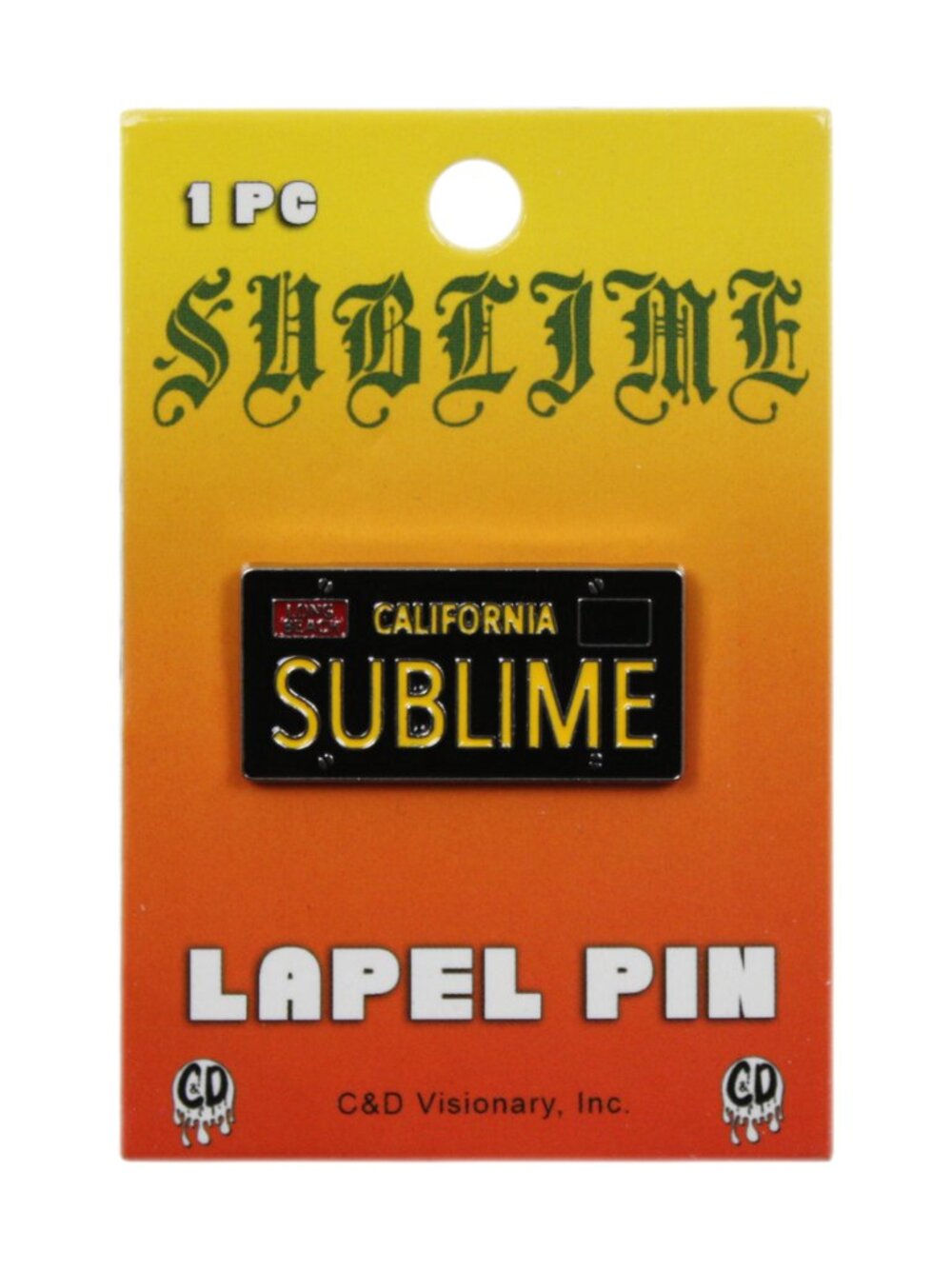 Sublime Enamel Pin - California License - Music Ska Reggae Punk Apparel Gift NWT